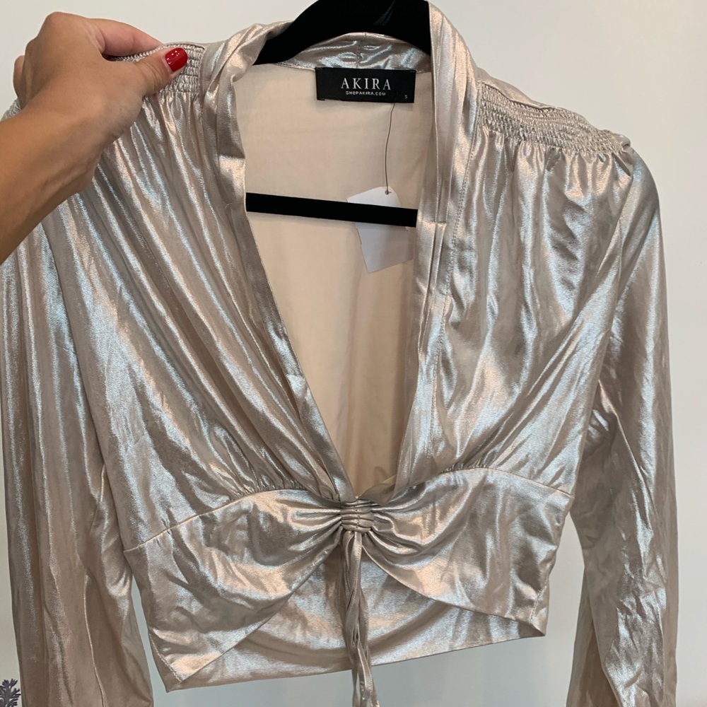 Akira gold shimmer long sleeve top